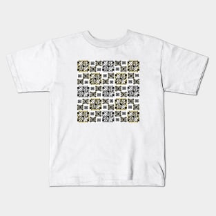 Mosaic Pattern. gold. white. grey. Kids T-Shirt